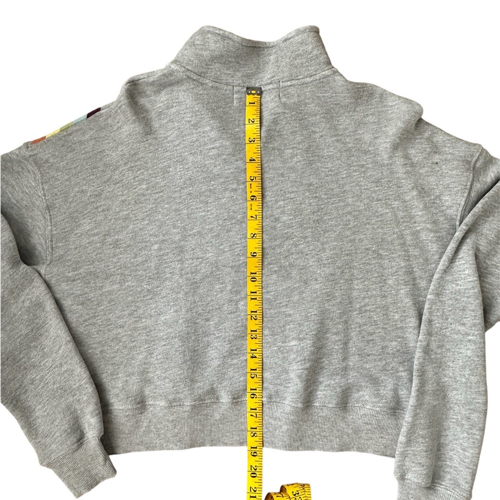 NWT Wildfox Knit Rainbow Cropped Quarter Zip Long Drop Shoulder Sleeve Pullover - Picture 6 of 6